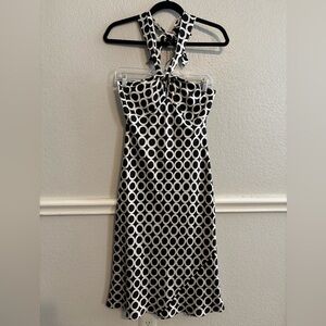 Laundry silk Halter tied Dress black and cream size 6
